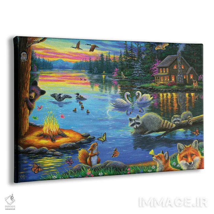 تابلو غروب کنار دریاچه اثر بریجت واث - نمای پرسپکتیو محصول