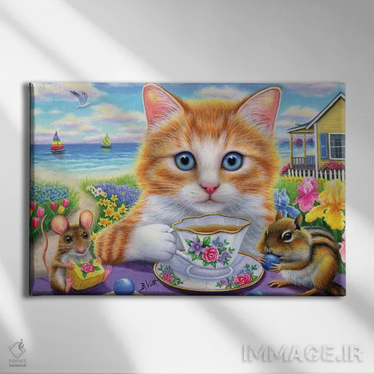 تابلو چای در کنار دریا اثر بریجت واث - نمای روبهرو روی دیوار