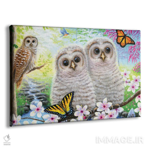 تابلو جغدهای کوچک بهاری اثر بریجت واث - نمای پرسپکتیو محصول