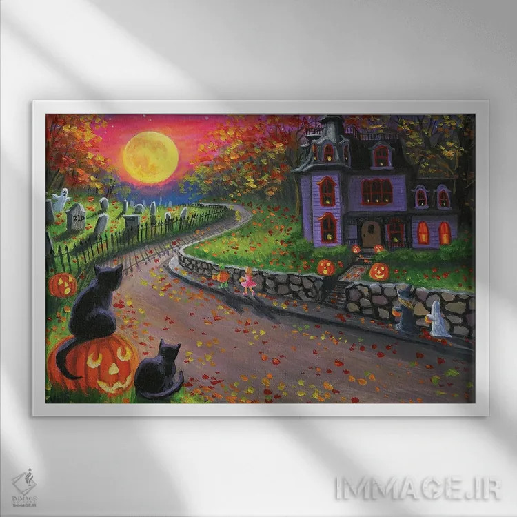 تابلو شبی ترسناک ۱ اثر بریجت واث - نمای قابدار سفید