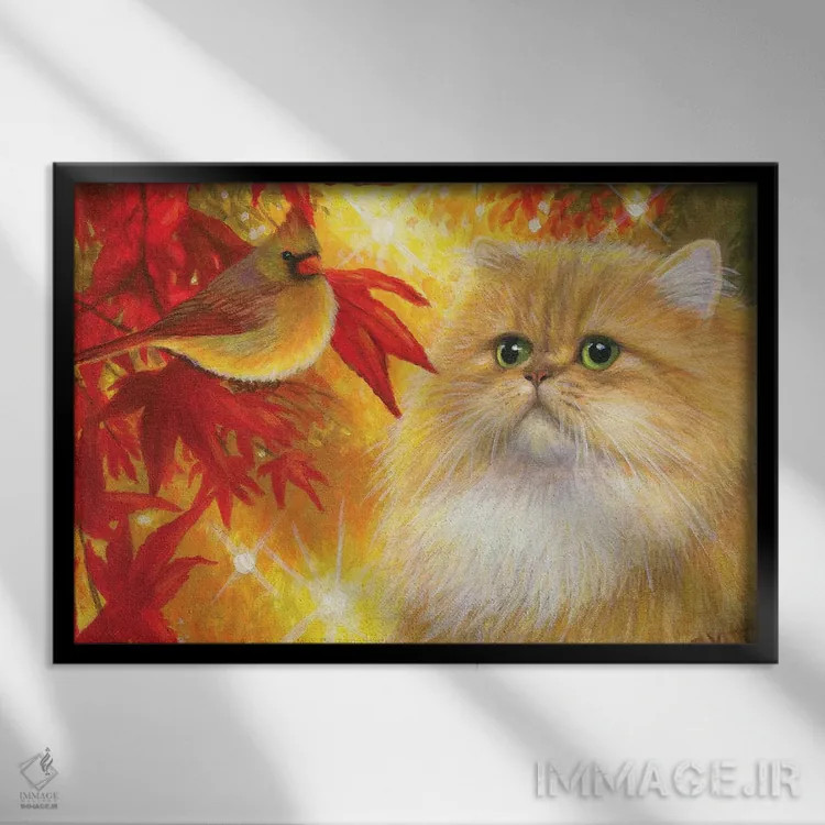 تابلو دوست کوچک پاییزی آملیا اثر بریجت واث - نمای قابدار مشکی