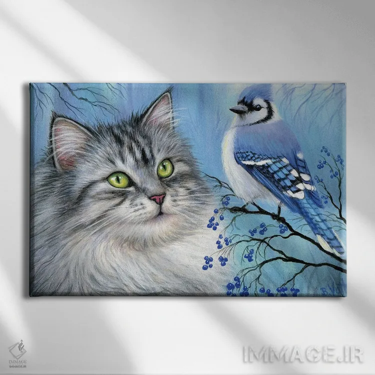 تابلو دوست زمستانی آبی ۳ اثر بریجت واث - نمای روبهرو روی دیوار