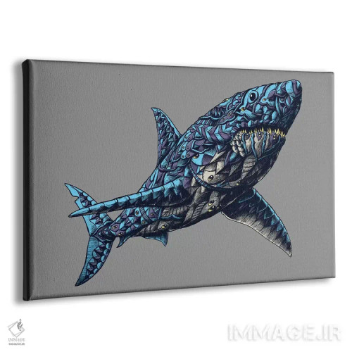 تابلو کوسه سفید بزرگ رنگی شماره ۱ اثر بیوورکز - نمای پرسپکتیو محصول