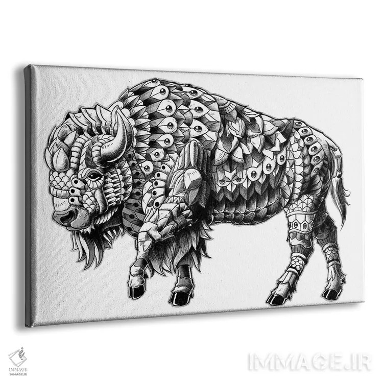 تابلو گاومیش تزیینی اثر بیوورکز - نمای پرسپکتیو محصول