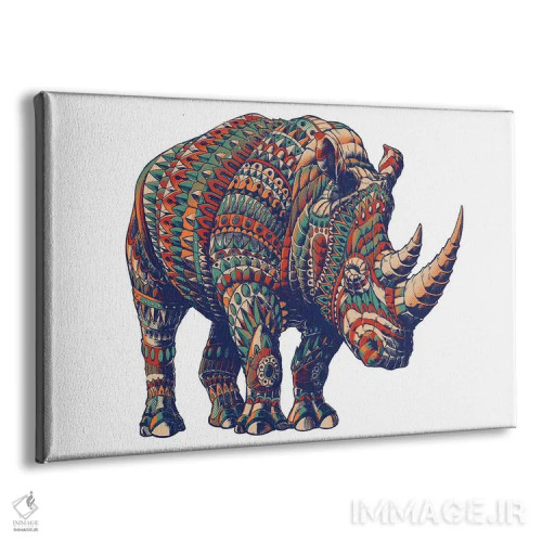 تابلو کرگدن رنگی شماره ۳ اثر بیوورکز - نمای پرسپکتیو محصول