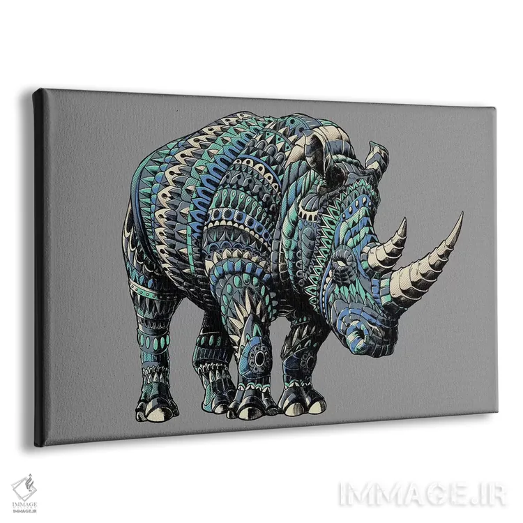 تابلو کرگدن رنگی شماره ۴ اثر بیوورکز - نمای پرسپکتیو محصول