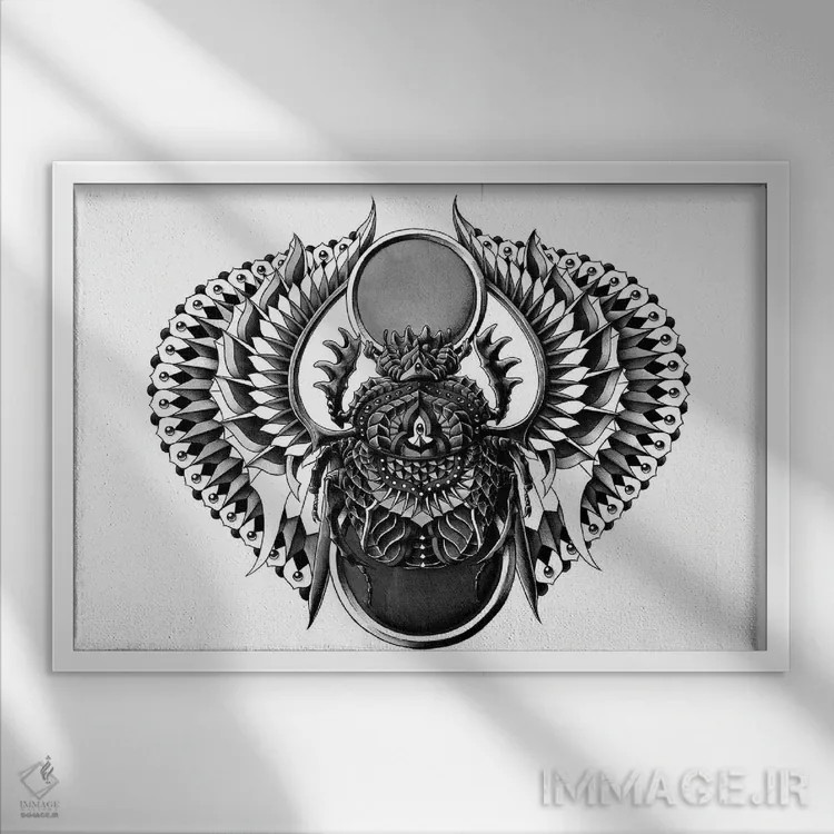 تابلو سوسک مصری (اسکاراب) اثر بیوورکز - نمای قابدار سفید