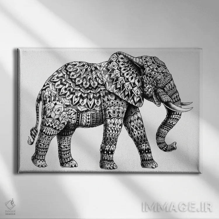 تابلو فیل تزیینی شماره ۲ اثر بیوورکز - نمای روبهرو روی دیوار