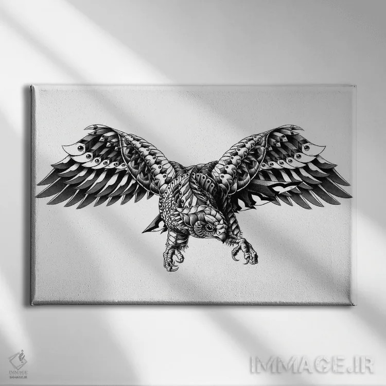 تابلو شاهین تزیینی اثر بیوورکز - نمای روبهرو روی دیوار