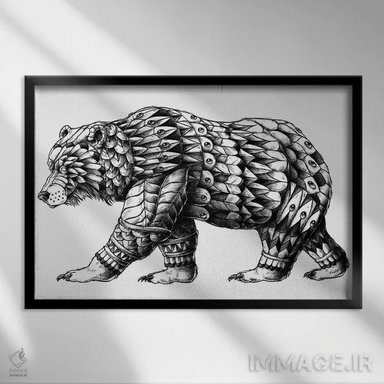 تابلو خرس کالیفرنیا اثر بیوورکز - نمای قابدار مشکی