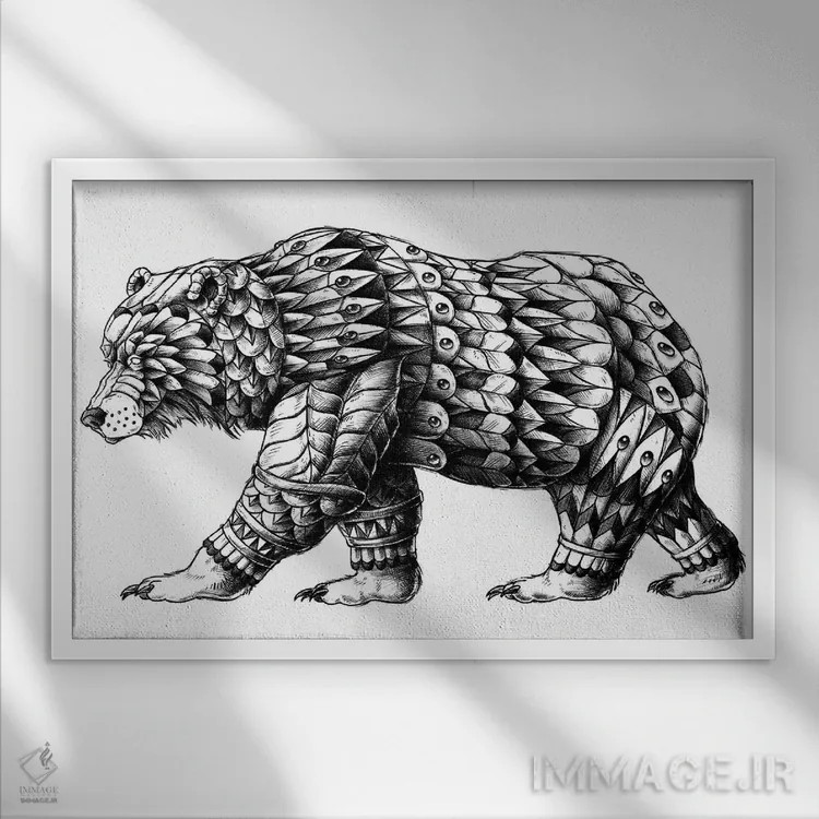 تابلو خرس کالیفرنیا اثر بیوورکز - نمای قابدار سفید