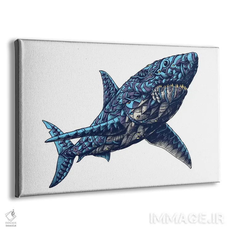 تابلو کوسه سفید بزرگ رنگی شماره ۲ اثر بیوورکز - نمای پرسپکتیو محصول