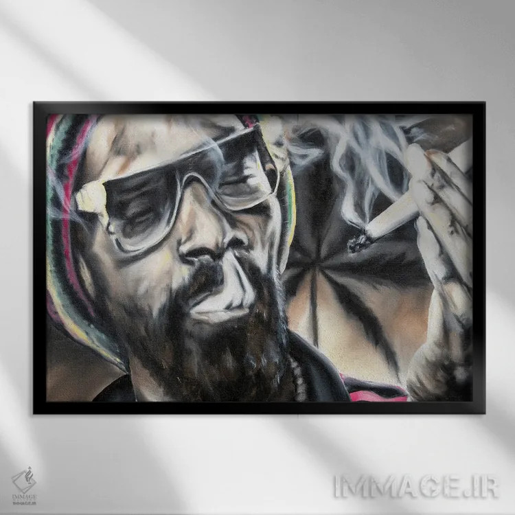 تابلو اسنوپ جین اند جوُس (اشاره به آهنگ/مشروب یعنی جین و آبمیوه) اثر بابی واندنهورن - نمای قابدار مشکی