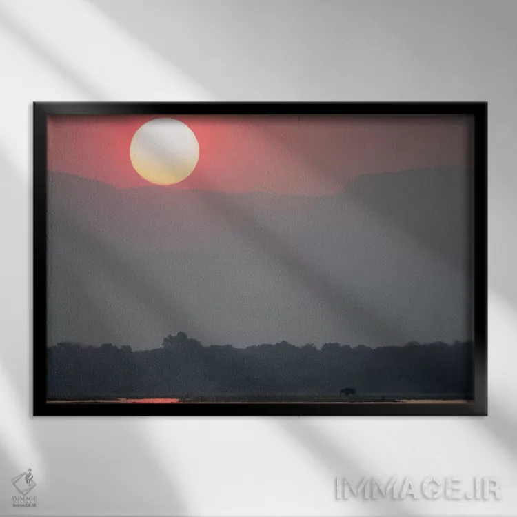 تابلو غروب باشکوه، رودخانه زامبزی اثر بیل یانگ - نمای قابدار مشکی