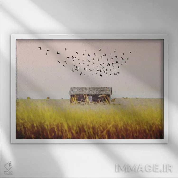 تابلو انبار برداشت محصول اثر آنی بیلی آرت (هنرمند) - نمای قابدار سفید
