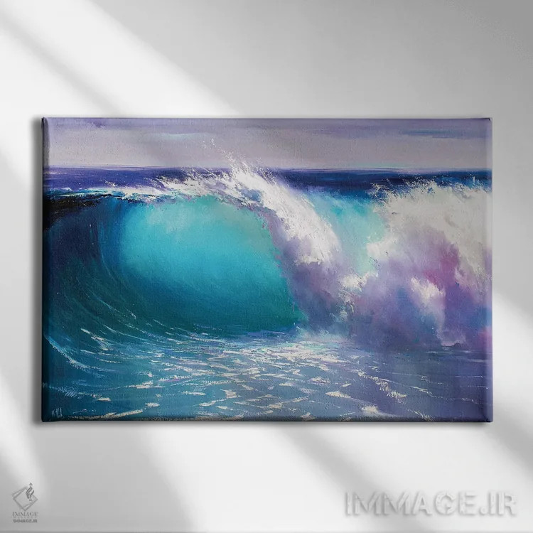 تابلو موج آبی اثر بُژنا فوخس - نمای روبهرو روی دیوار