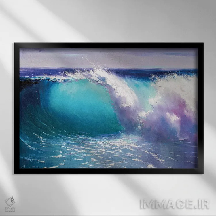 تابلو موج آبی اثر بُژنا فوخس - نمای قابدار مشکی