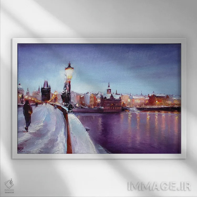 تابلو زمستان در پراگ اثر بُژنا فوخس - نمای قابدار سفید