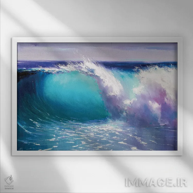 تابلو موج آبی اثر بُژنا فوخس - نمای قابدار سفید