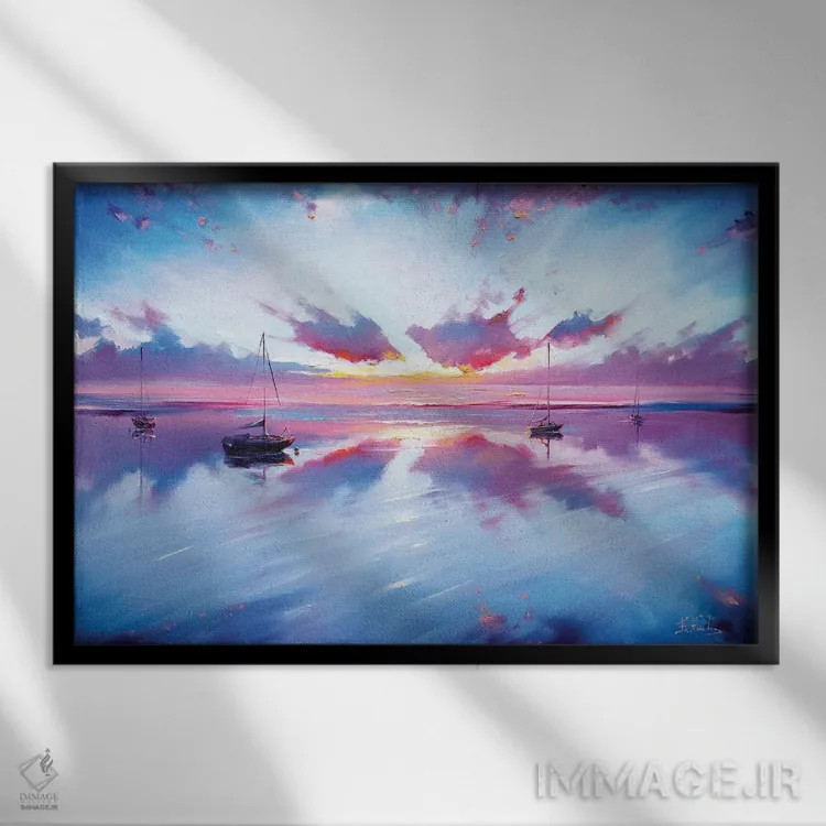 تابلو آرامش دریا اثر بُژنا فوخس - نمای قابدار مشکی