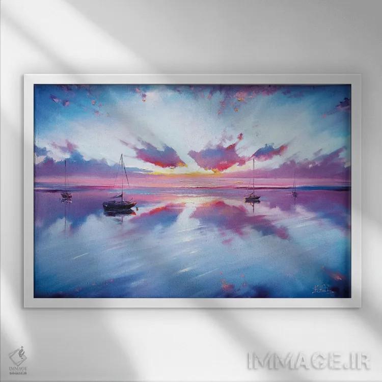 تابلو آرامش دریا اثر بُژنا فوخس - نمای قابدار سفید