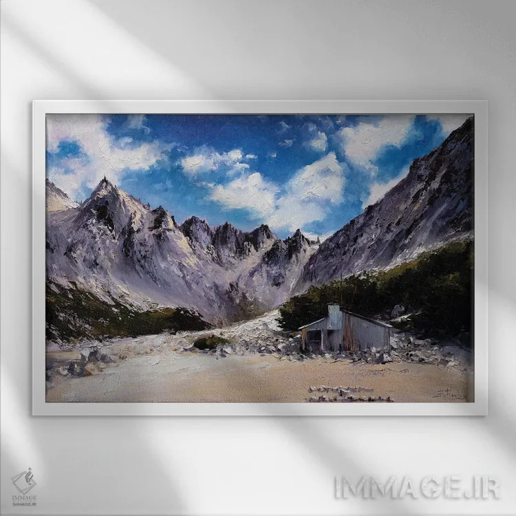 تابلو کوه سررو کاتدرال، پاتاگونیا، سن کارلوس د باریلوسه (آرژانتین) اثر بُژنا فوخس - نمای قابدار سفید