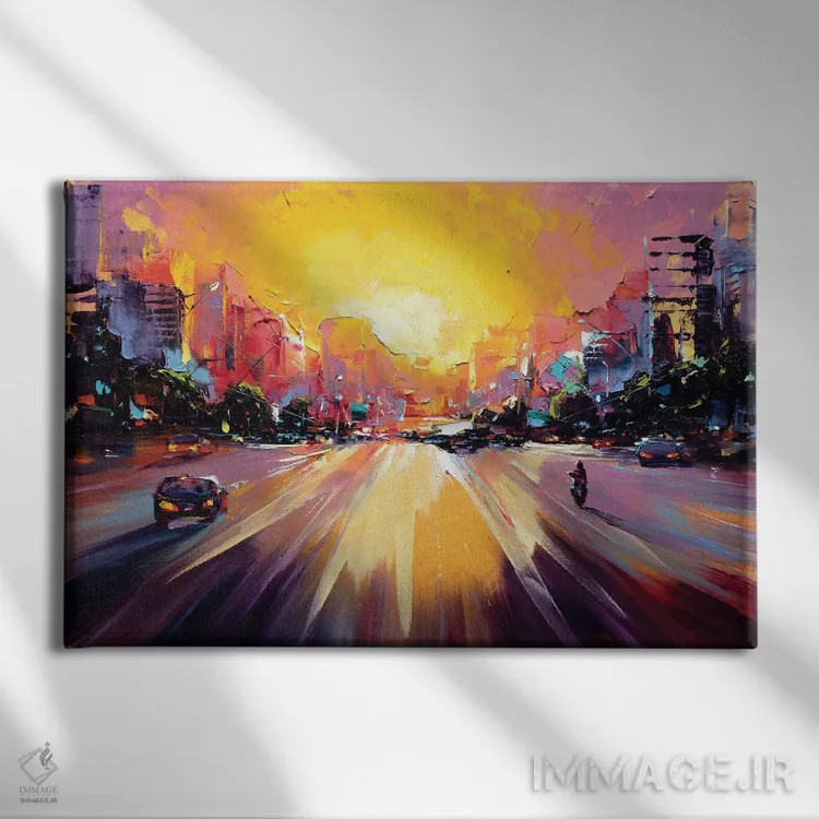 تابلو چشمانداز شهری پرجنب و جوش اثر بُژنا فوخس - نمای روبهرو روی دیوار