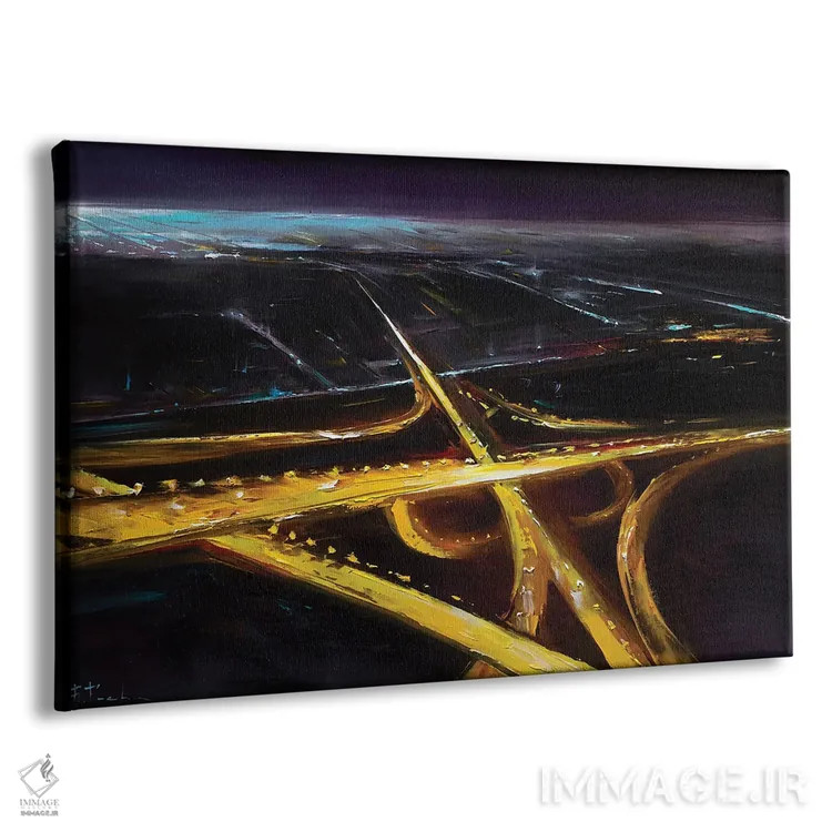 تابلو چشمانداز شبانهٔ شهر از بالا اثر بُژنا فوخس - نمای پرسپکتیو محصول