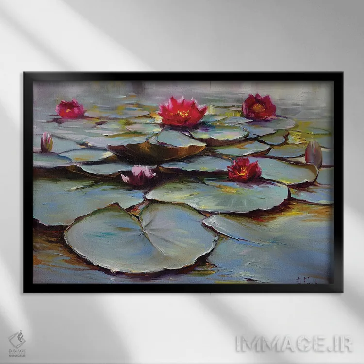 تابلو زنبقهای آبی شکوفا اثر بُژنا فوخس - نمای قابدار مشکی