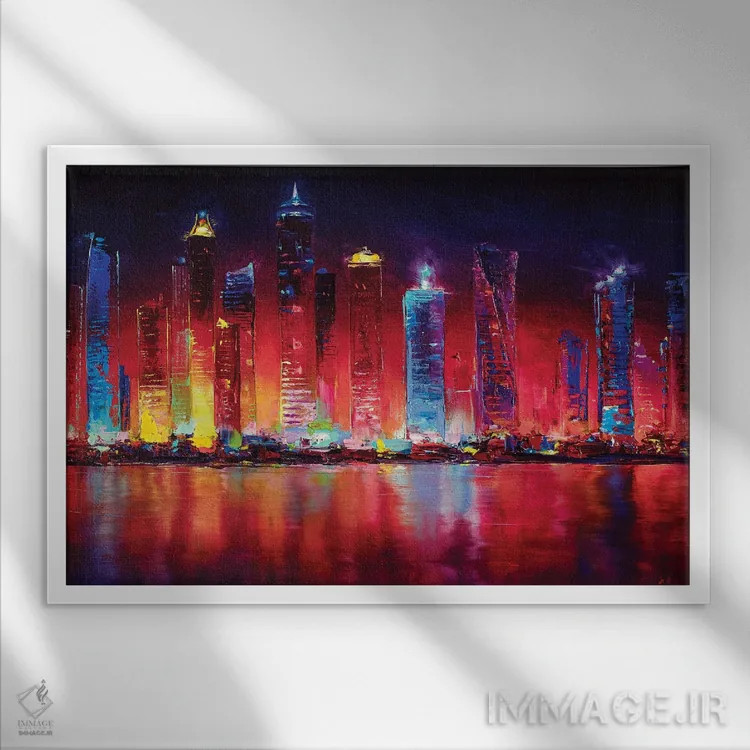 تابلو خط افق دبی اثر بُژنا فوخس - نمای قابدار سفید