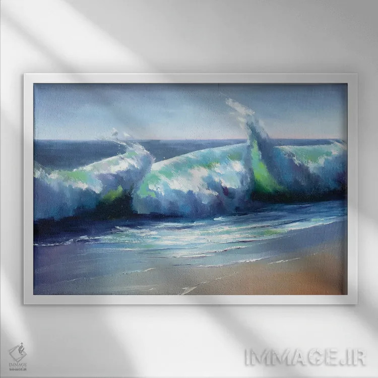 تابلو امواج اقیانوس شکافخورده اثر بُژنا فوخس - نمای قابدار سفید