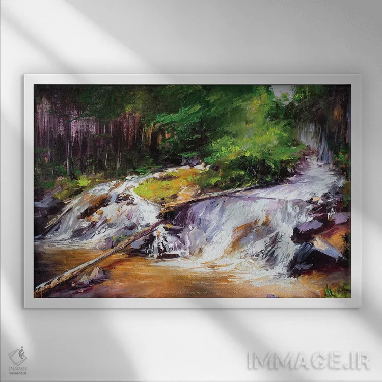 تابلو آبشار در گلن فشی (کِرنگورمز، اسکاتلند) اثر بُژنا فوخس - نمای قابدار سفید