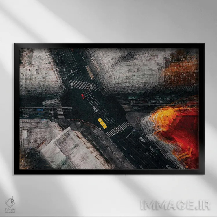 تابلو چهارراه مسکو (روسیه) اثر کارمین کیریاکو - نمای قابدار مشکی