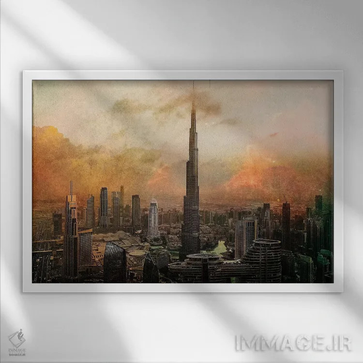 تابلو برج خلیفه (امارات) اثر کارمین کیریاکو - نمای قابدار سفید