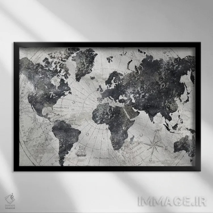 تابلو اطلس مدرن اثر طراحی CAD (استودیو طراحی دیجیتال) - نمای قابدار مشکی