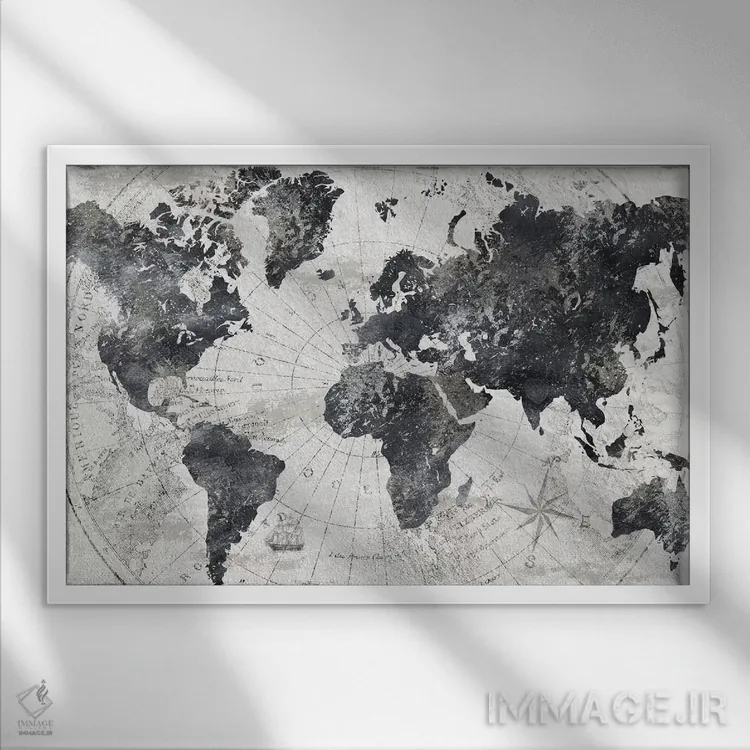 تابلو اطلس مدرن اثر طراحی CAD (استودیو طراحی دیجیتال) - نمای قابدار سفید