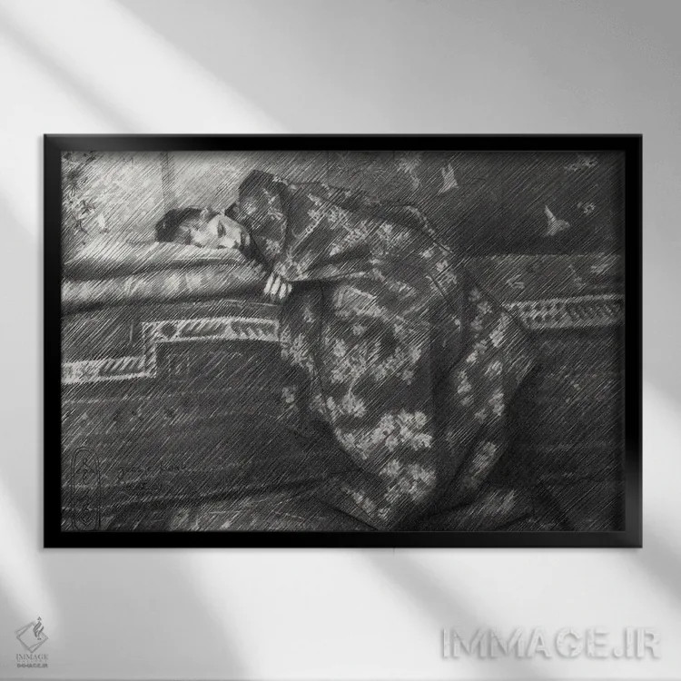 تابلو دختر کیمونوپوش اثر کُرنه آکرز - نمای قابدار مشکی