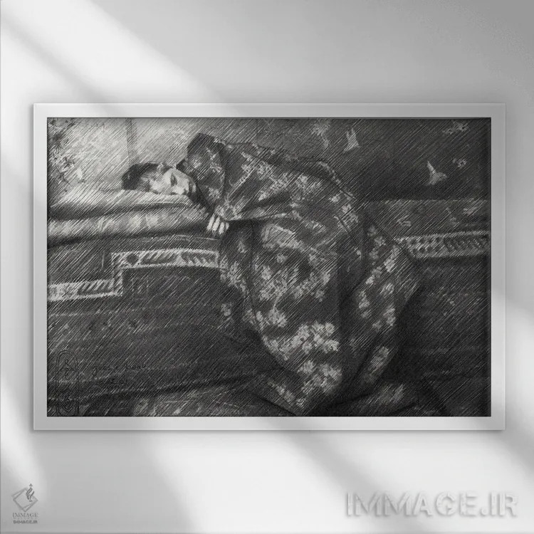 تابلو دختر کیمونوپوش اثر کُرنه آکرز - نمای قابدار سفید