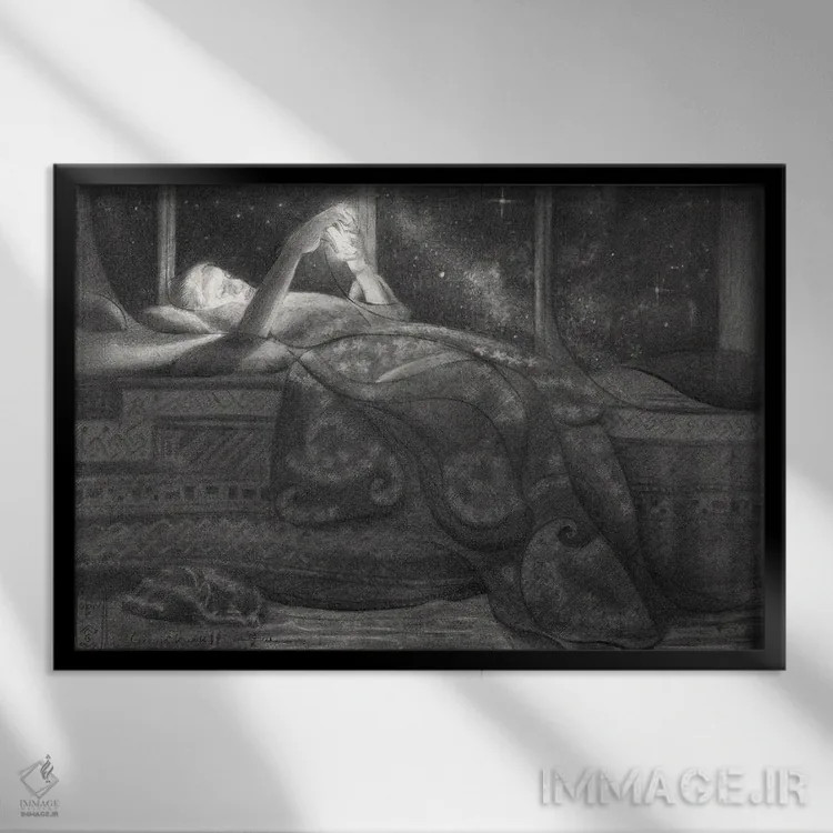 تابلو شب پرستاره اثر کُرنه آکرز - نمای قابدار مشکی