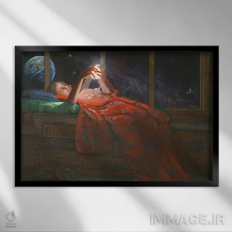 تابلو گیشه کوواک و راز هستی اثر کُرنه آکرز - نمای قابدار مشکی