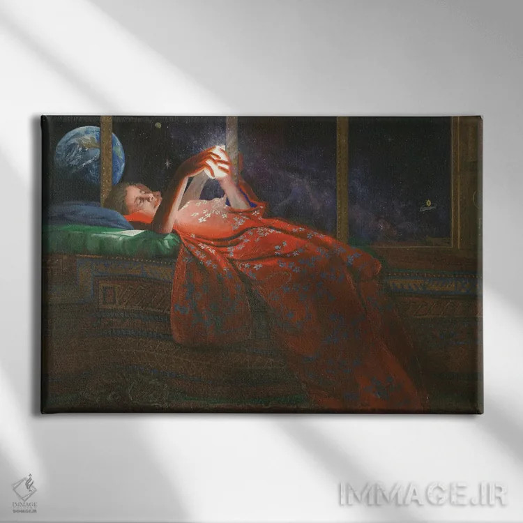 تابلو گیشه کوواک و راز هستی اثر کُرنه آکرز - نمای روبهرو روی دیوار