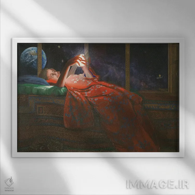 تابلو گیشه کوواک و راز هستی اثر کُرنه آکرز - نمای قابدار سفید