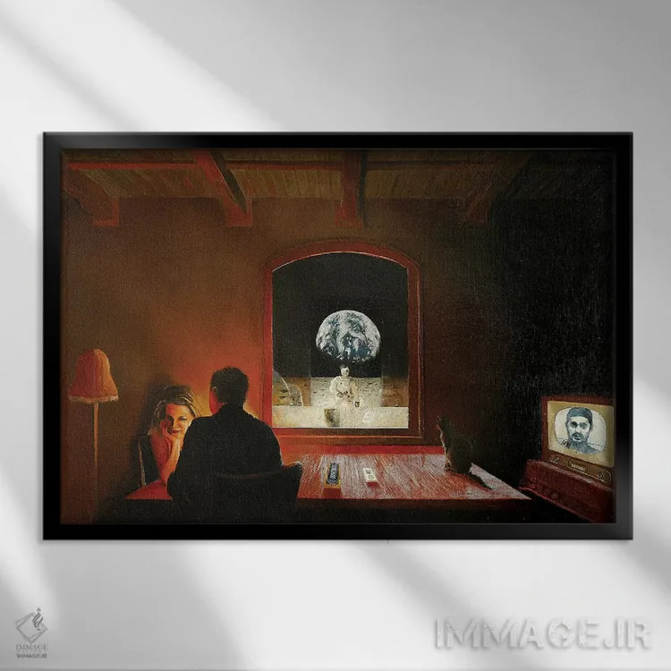 تابلو راز دهه ۵۰ اثر کُرنه آکرز - نمای قابدار مشکی