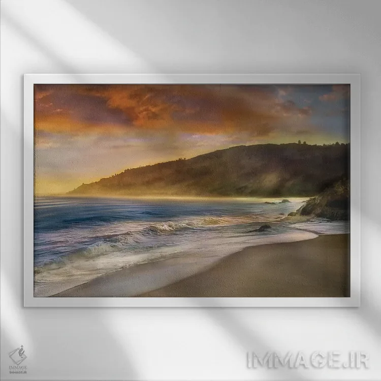 تابلو خورشید مالیبو اثر مایک کالاسیبتا - نمای قابدار سفید