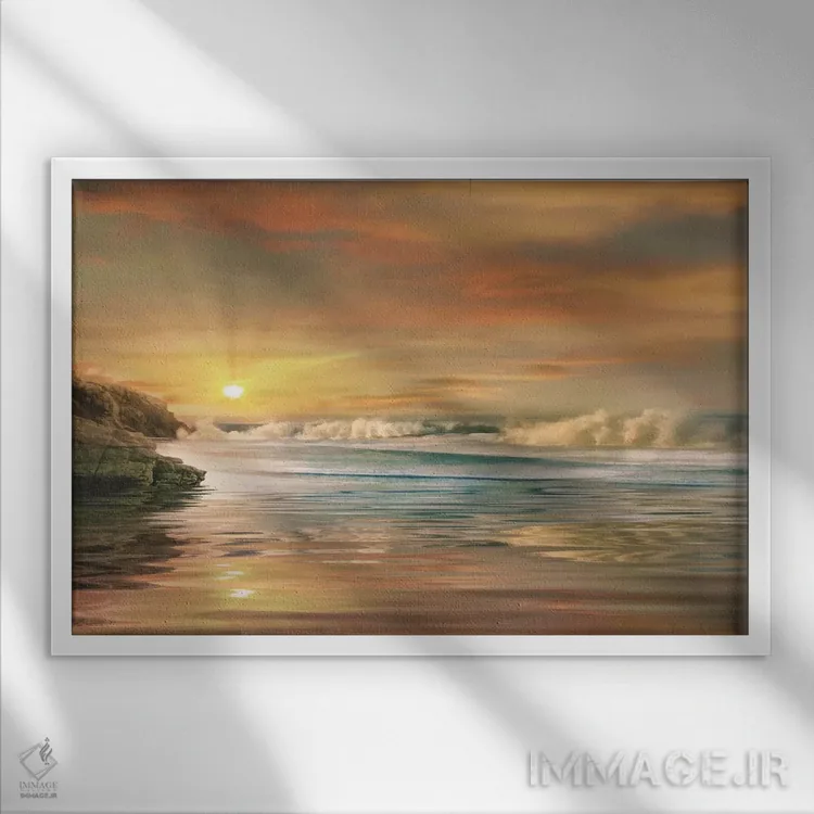 تابلو غروب آفتاب اثر مایک کالاسیبتا - نمای قابدار سفید
