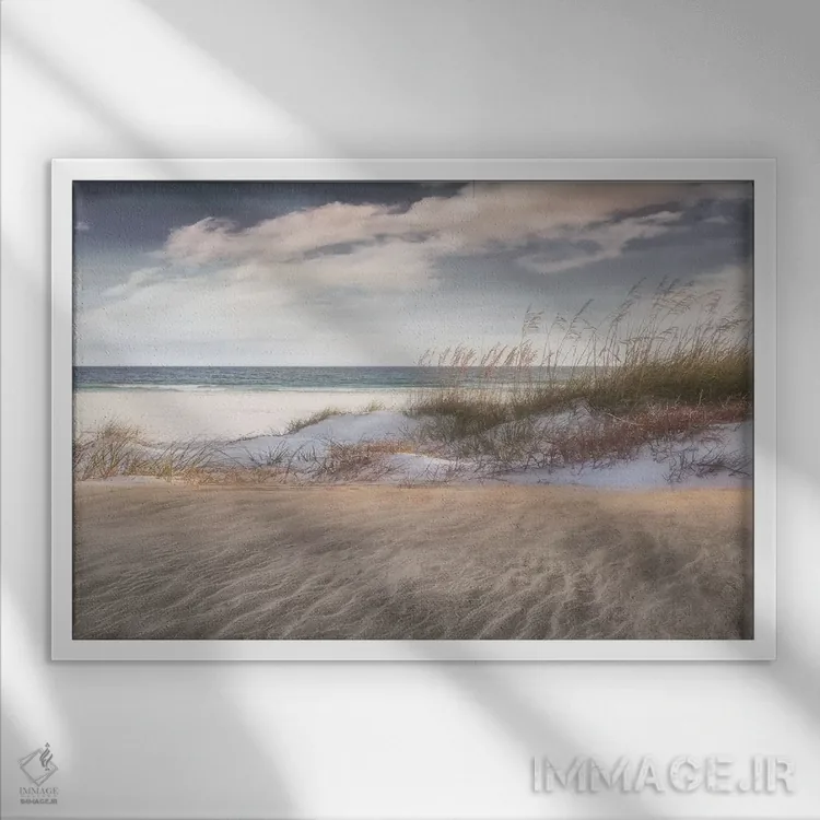 تابلو در میان علفهای دریایی اثر مایک کالاسیبتا - نمای قابدار سفید