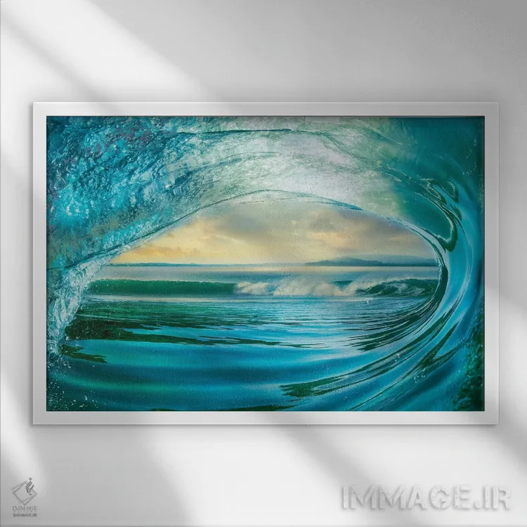 تابلو موج بزرگ اثر مایک کالاسیبتا - نمای قابدار سفید