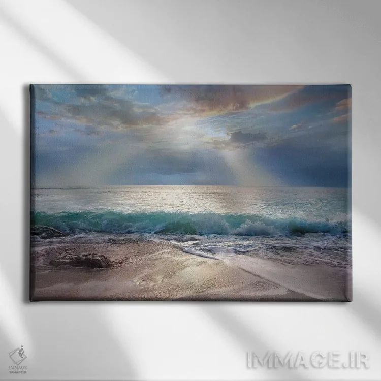 تابلو صبح آبی آکوا اثر مایک کالاسیبتا - نمای روبهرو روی دیوار