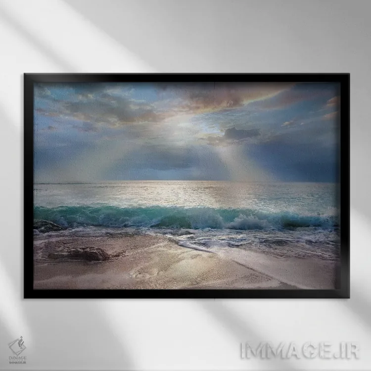 تابلو صبح آبی آکوا اثر مایک کالاسیبتا - نمای قابدار مشکی