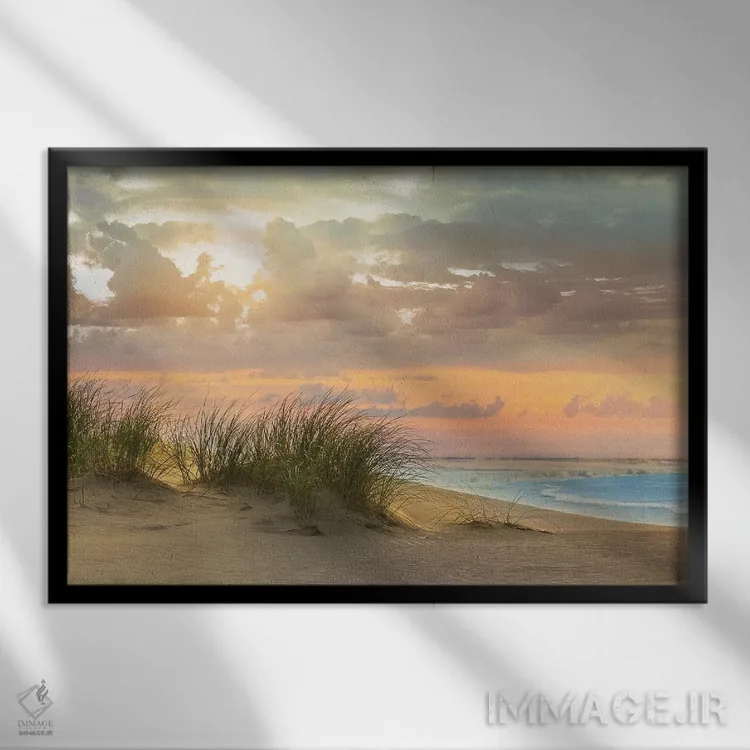 تابلو علفهای دریایی و گرگومیش اثر مایک کالاسیبتا - نمای قابدار مشکی